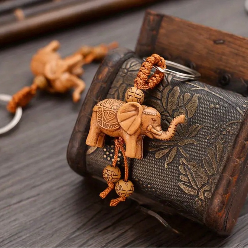 Carved Elephant Keychain Polyresin Fortune Charm 🆕 Pick 3 for $15 🎉